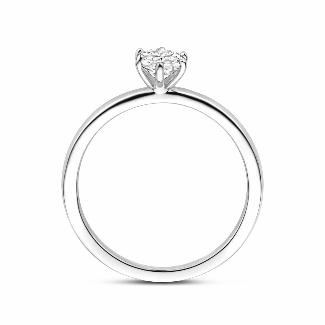 Zilveren damesring met ovale zirkonia – gerhodineerd 925 zilver