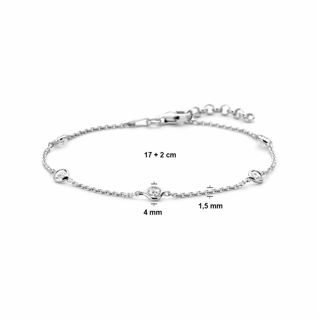 bracelet zirconia 17 + 2 cm silver rhodium plated