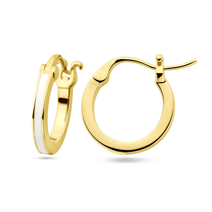earrings white enamel 1 micron silver gold plated (yellow)