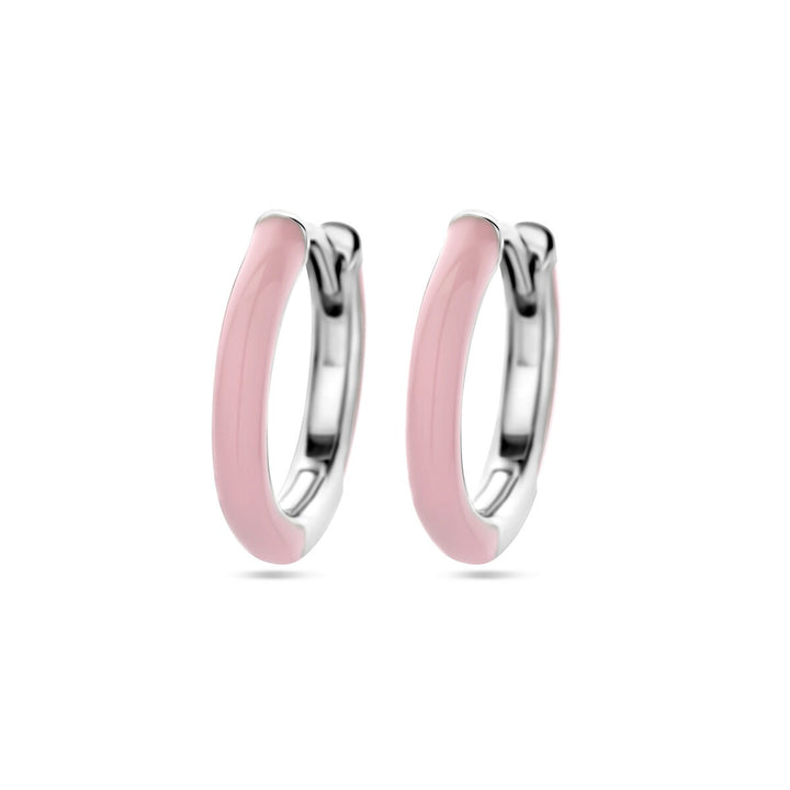 drop earrings pink enamel silver rhodium plated