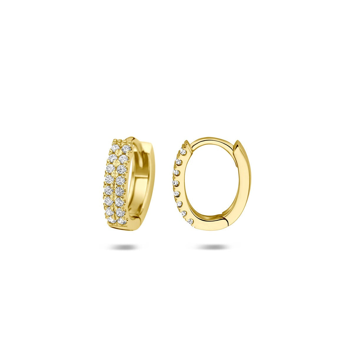 14k Geelgouden klapoorringen met zirkonia