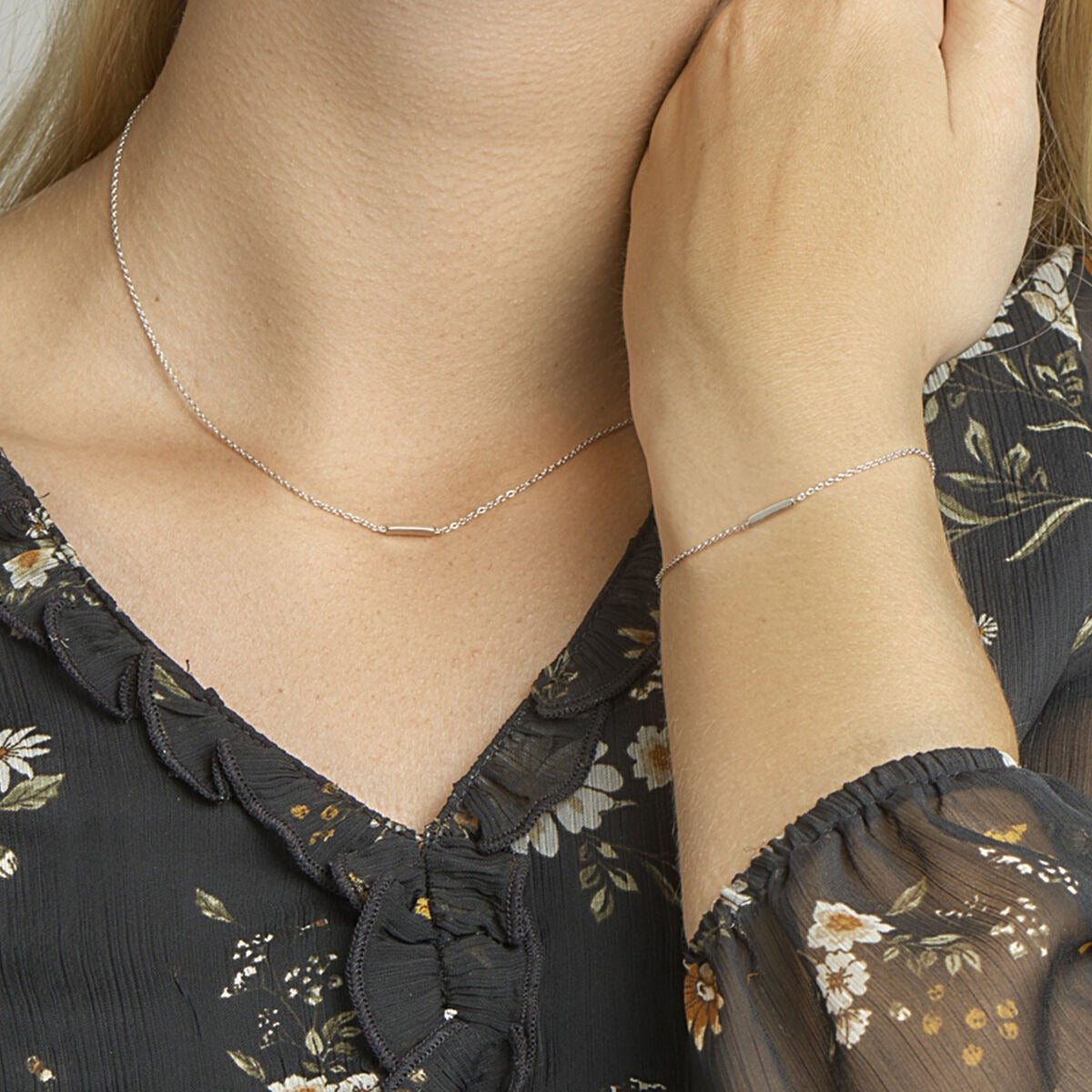 necklace bar 41 + 4 cm silver rhodium plated