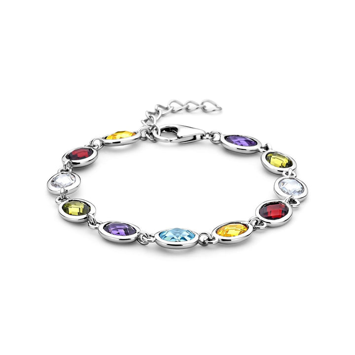 bracelet colored zirconia 16 + 3 cm silver rhodium plated