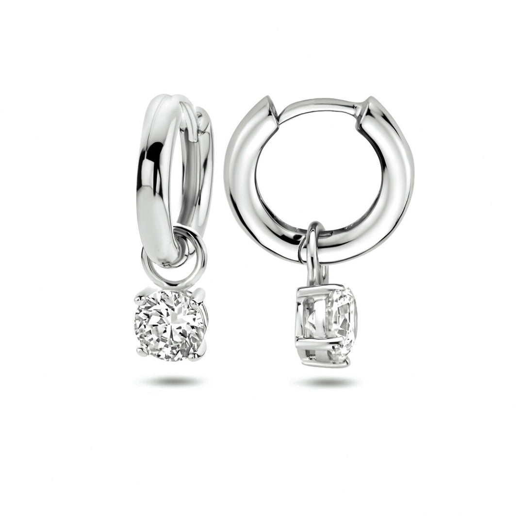 drop earrings zirconia silver rhodium plated