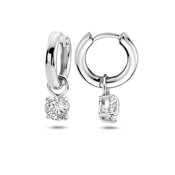 drop earrings zirconia silver rhodium plated