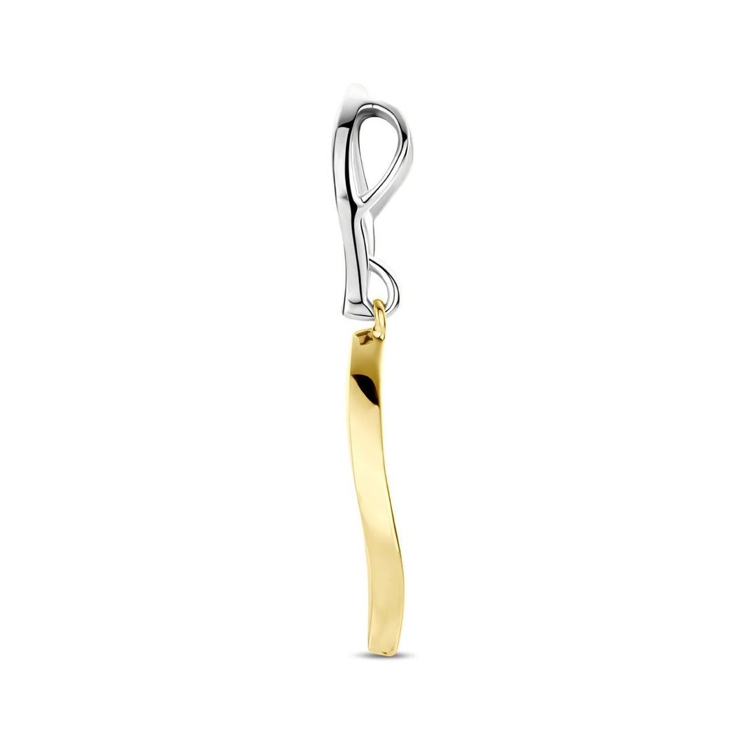 hanger poli/mat diamant 0.09ct h si 31 mm 14K bicolor goud geel/wit