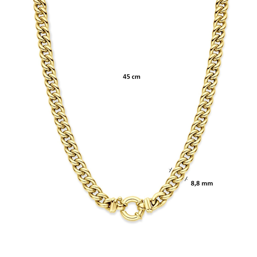 gourmette necklace 9 mm 45 cm with large spring clasp 14K yellow gold