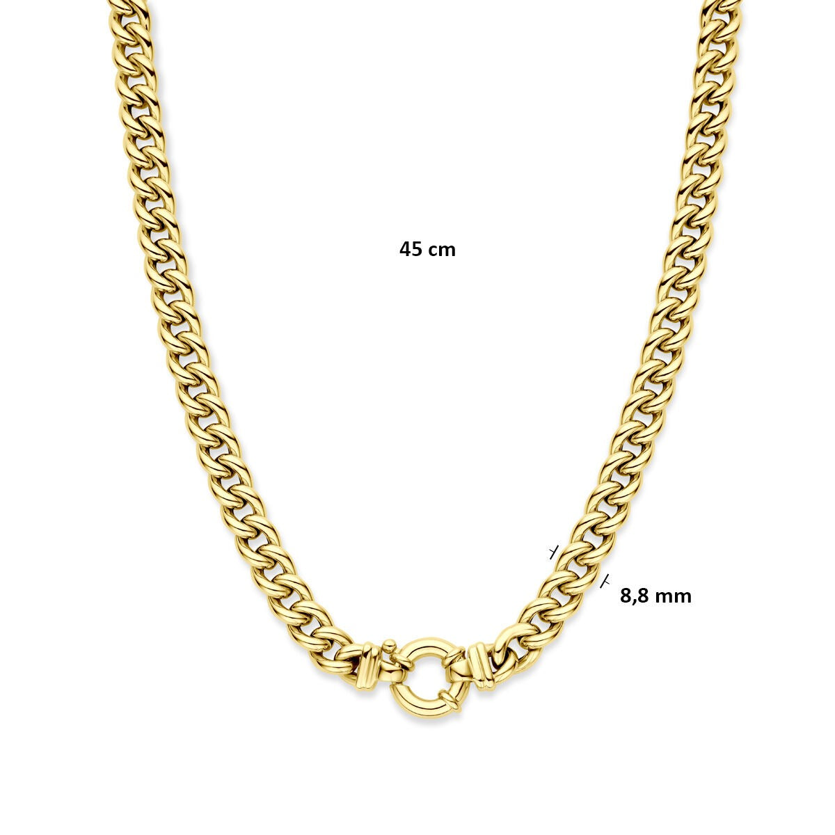 gourmette necklace 9 mm 45 cm with large spring clasp 14K yellow gold