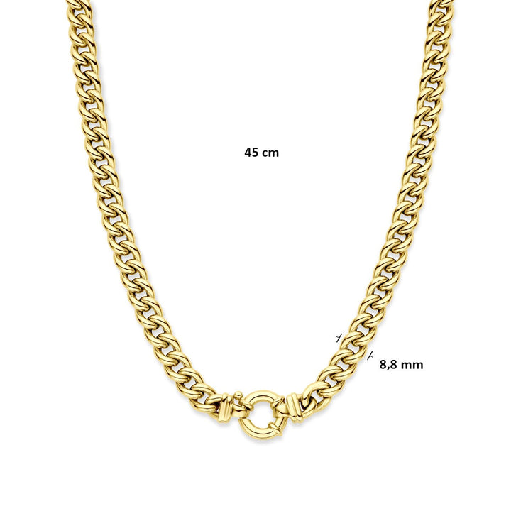 gourmette necklace 9 mm 45 cm with large spring clasp 14K yellow gold