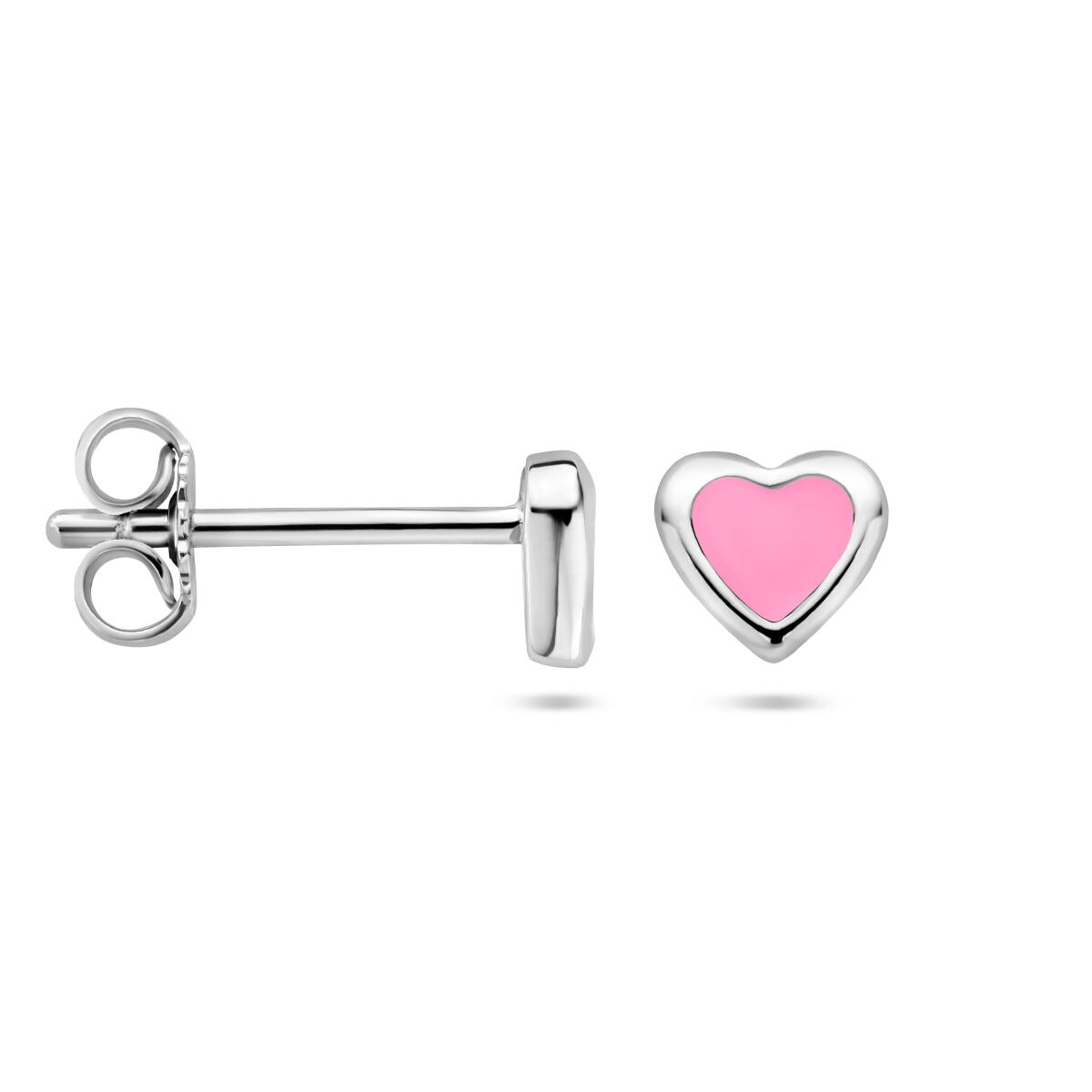 ear studs heart silver rhodium plated