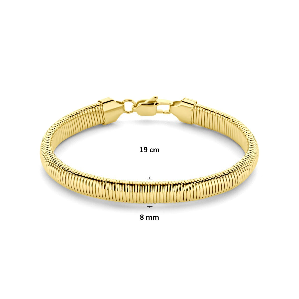 Goudkleurige stalen armband met 8mm schakel en karabijnsluiting