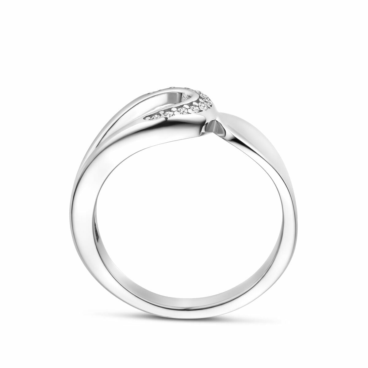 Zilveren damesring met zirkonia – gerhodineerd 925 zilver