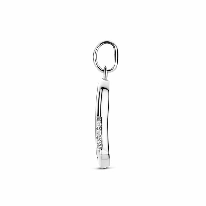 Zilveren hanger met zirkonia in entourage zetting 20 mm