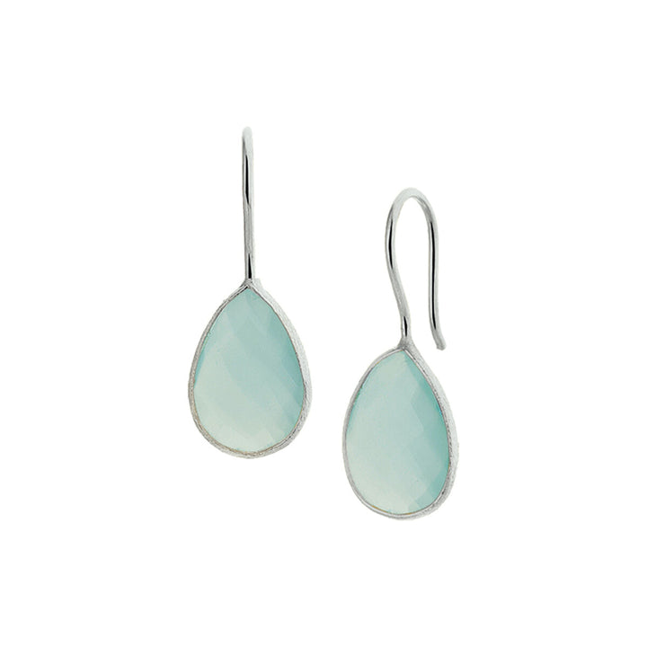 earrings chalcedony French hook silver white