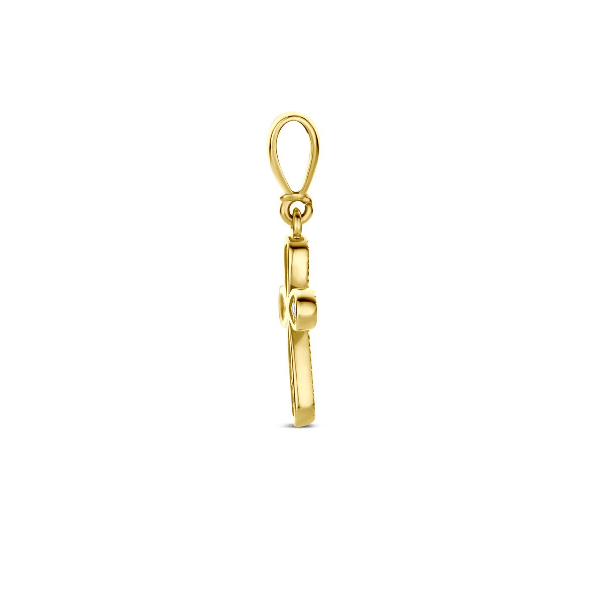 9k geelgouden hanger kruis met zirkonia