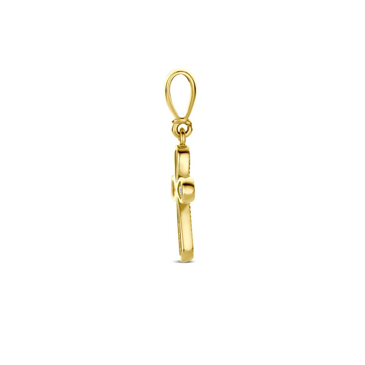 9k geelgouden hanger kruis met zirkonia