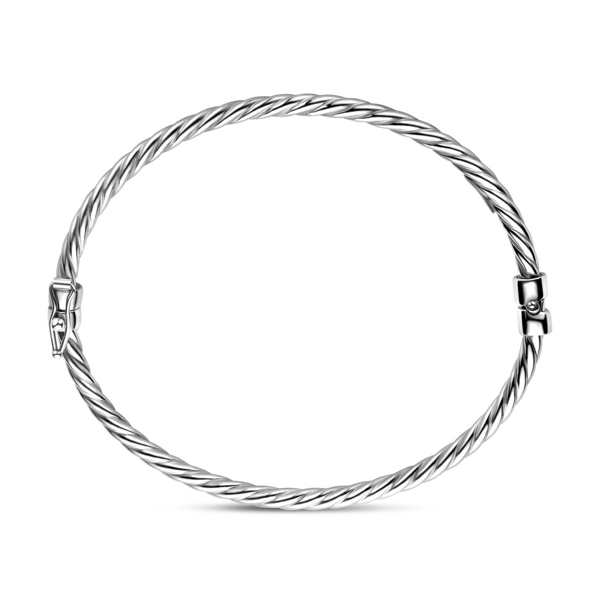 Zilveren Bangle armband gedraaid – gerhodineerd 925