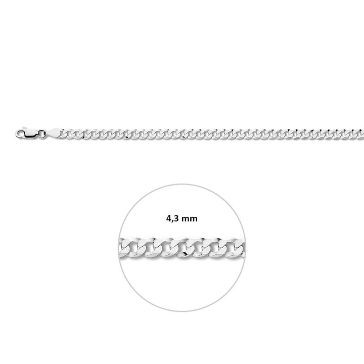 Gerhodineerd 925 zilveren gourmet armband 4,3 mm