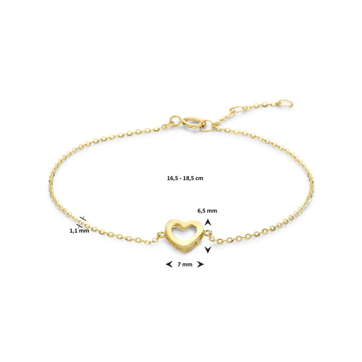 9k Geelgouden dames armband met hartje