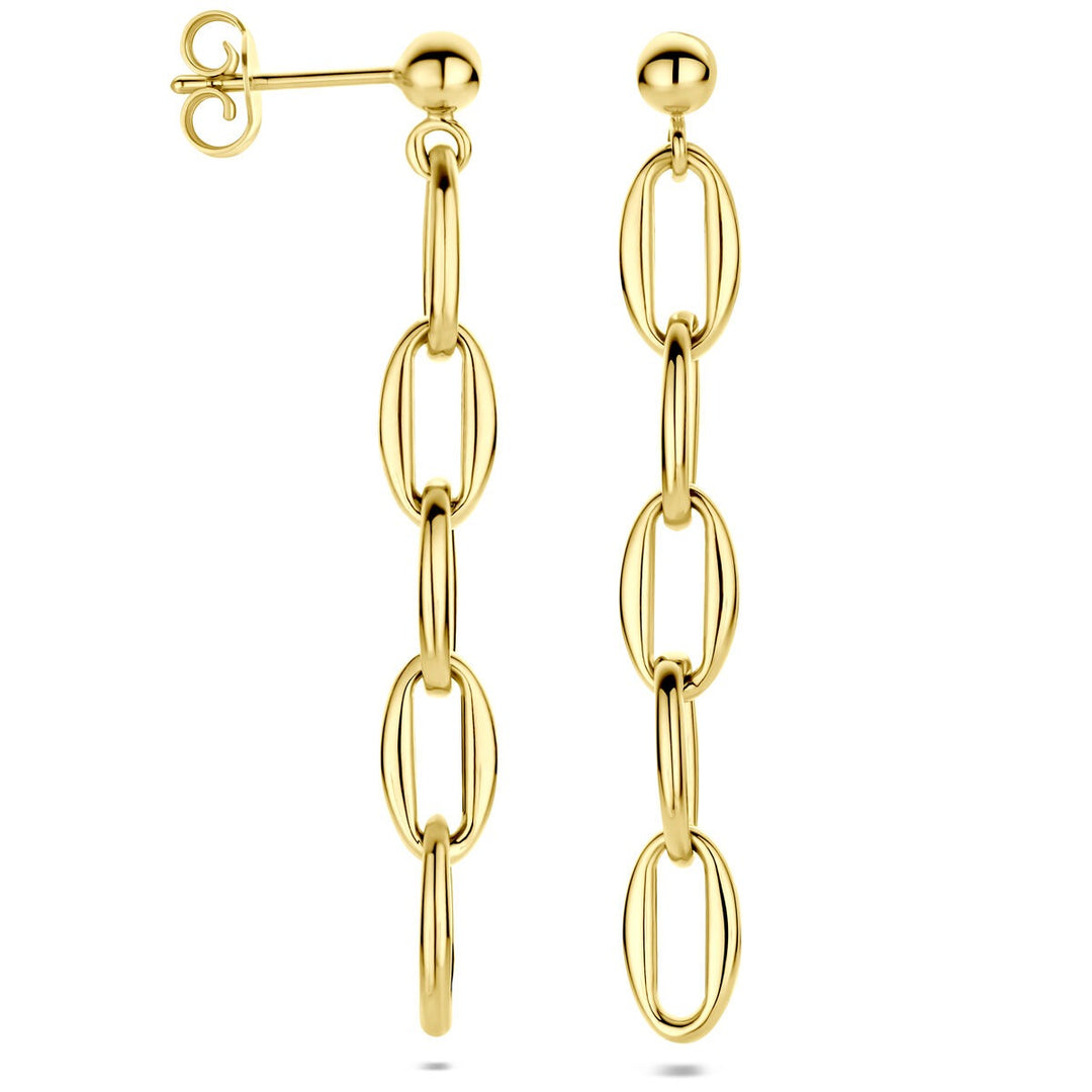 Gouden oorhangers dames – 14k met poussette sluiting 49 mm