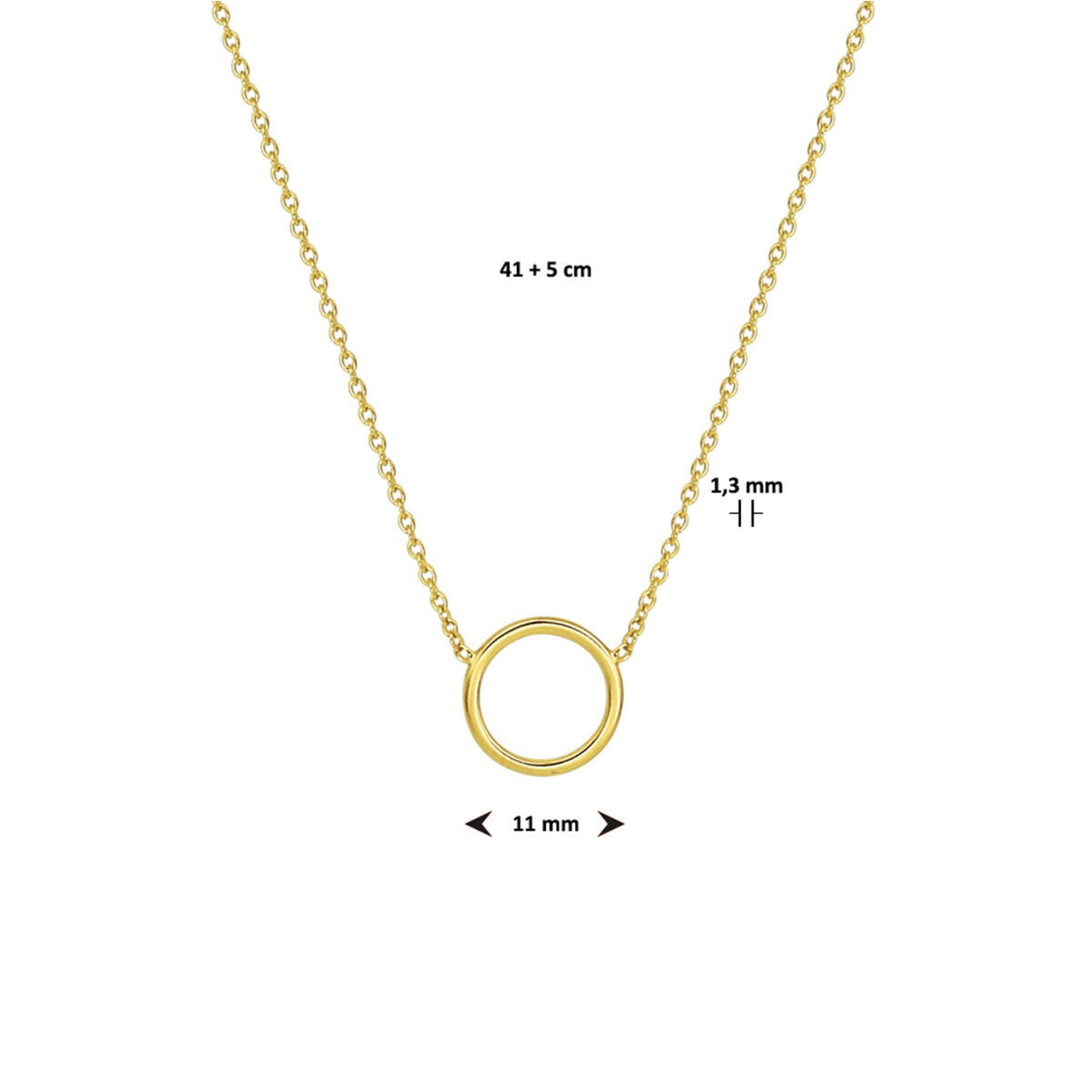 Verguld Zilveren Anker Collier met Open Rondje – 41-46 cm