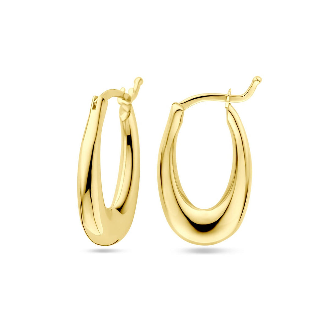 9k Geelgoudkleurige oorringen – elegant in ovaal formaat