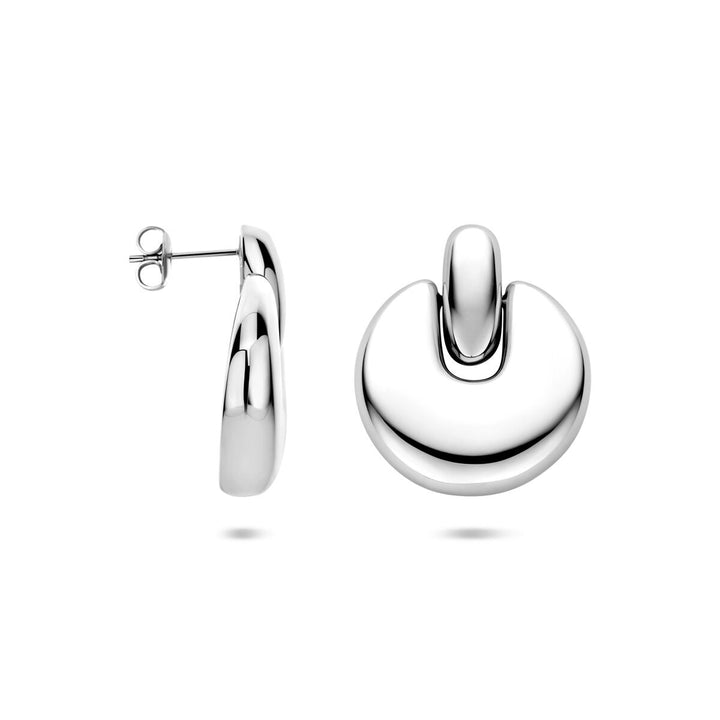 Stalen oorhangers dames zilverkleurig 29,5 mm