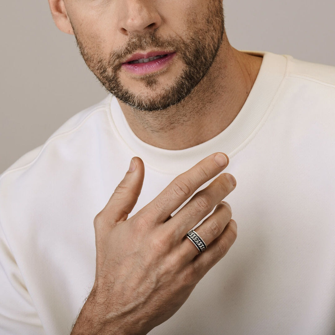 Geoxideerde zilveren herenring – robuuste ring van 925 zilver met karaktervolle afwerking