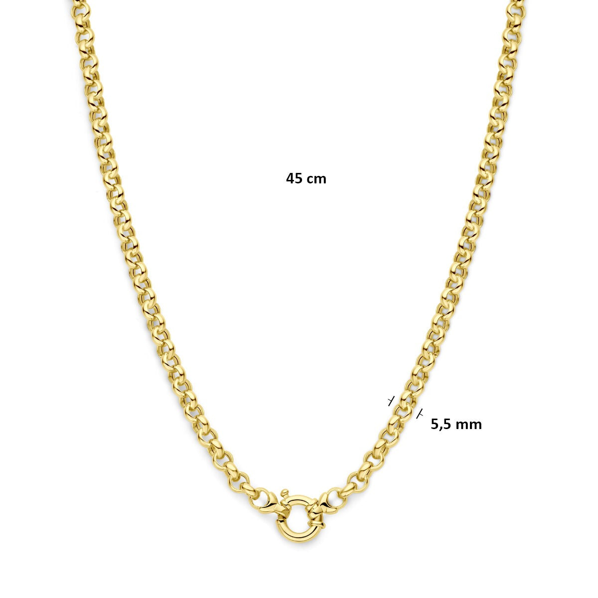 necklace jasseron 5.5 mm 45 cm with large spring clasp 14K yellow gold