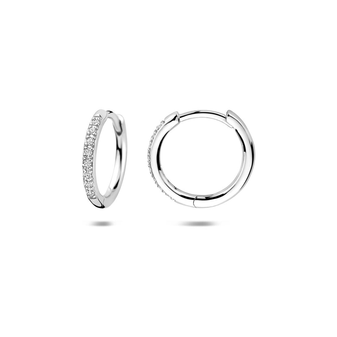 Zilveren klapoorringen met zirkonia – gerhodineerd 925 zilver 15 mm