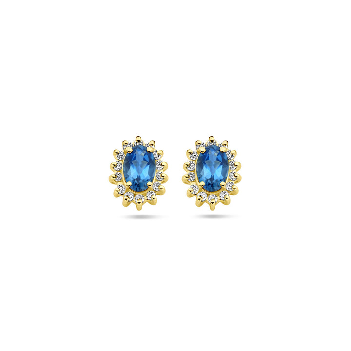 Ohrstecker London Blue Topas und Diamant 0,22 ct (2x 0,11 ct) H SI 14 K Gelbgold