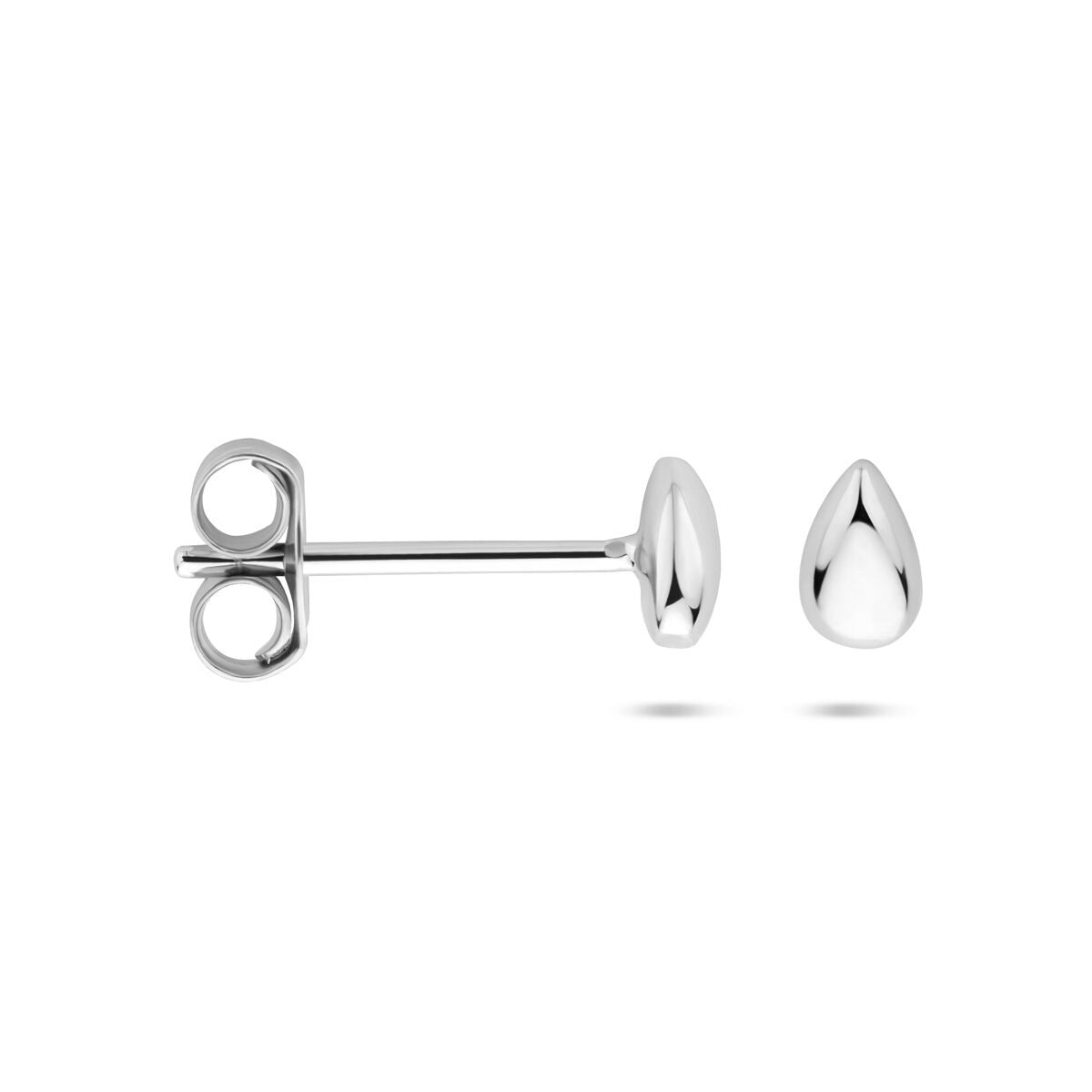 Zilveren oorknoppen dames – gerhodineerd druppelvormig design