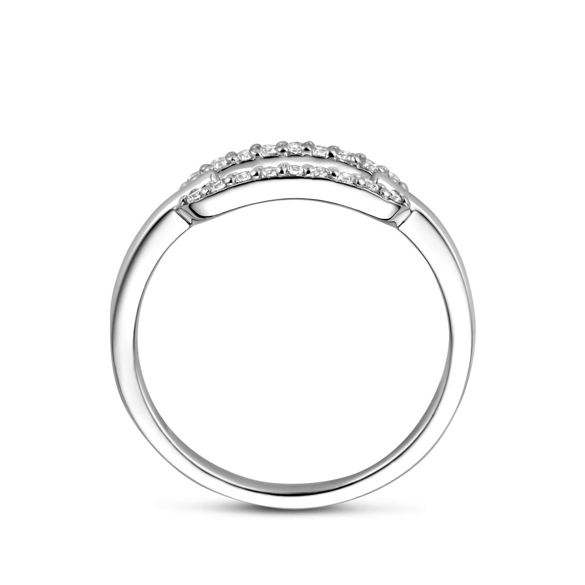 Zilveren dames ring met zirkonia – gerhodineerd