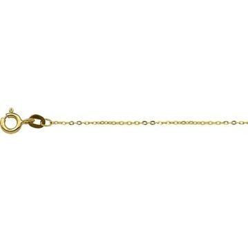 Gouden damesketting van 9k met anker schakels, 1 mm dik en 45 cm lang.