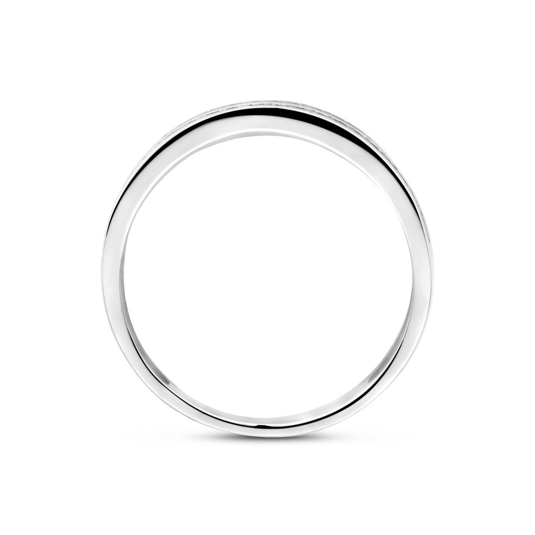 Zilveren Ring met Zirkonia – Gerhodineerd 925 Zilver, 3,5 mm breed