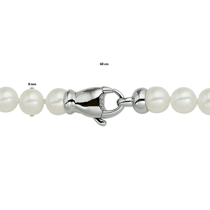 Zilveren parelketting met zoetwaterparels