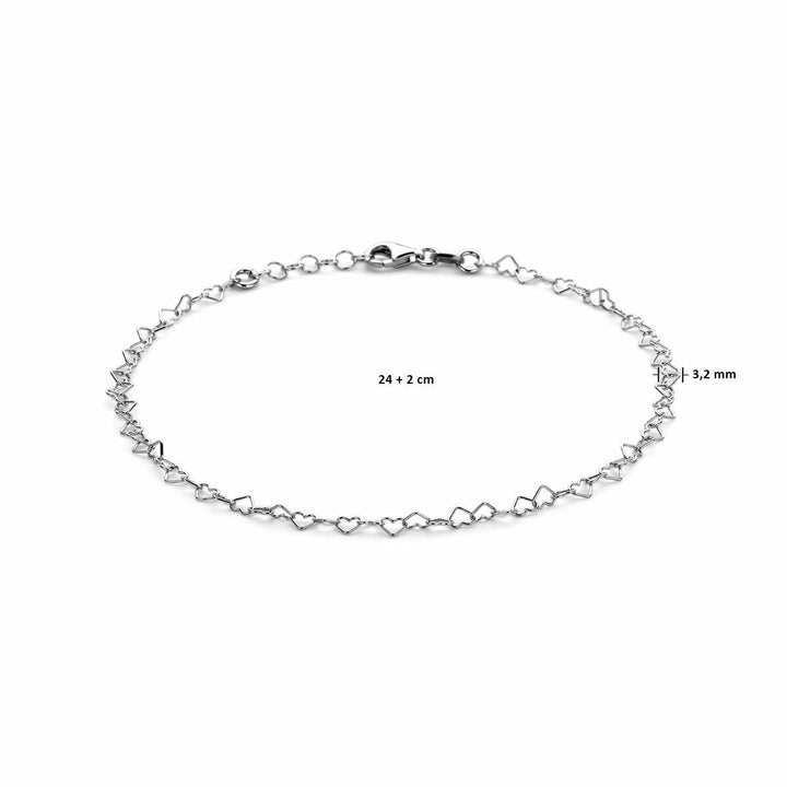 Fußkettchen Herzen 24 + 2 cm Silber rhodiniert