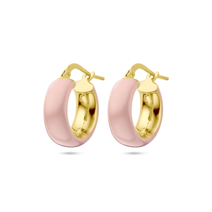earrings pink enamel 1 micron silver gold plated (yellow)