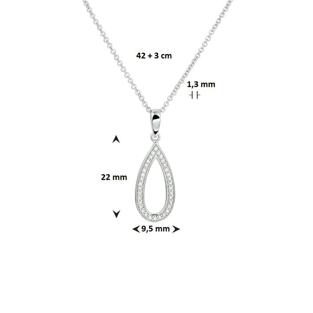 necklace zirconia 42 + 3 cm silver rhodium plated