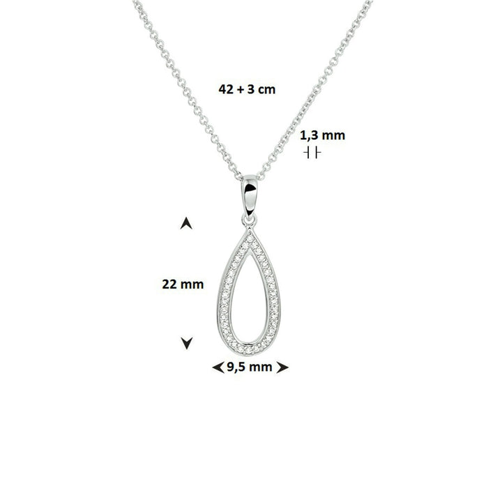 necklace zirconia 42 + 3 cm silver rhodium plated