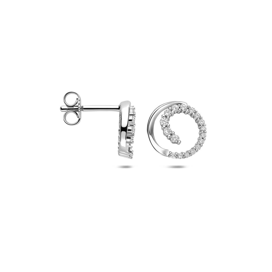 Zilveren oorknopjes met zirkonia – entourage briljant geslepen 9,5 mm