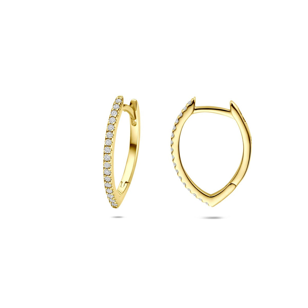 14k geelgouden klapoorringen met diamant – 0.15ct (2x 0.075ct) h si 16,5 mm