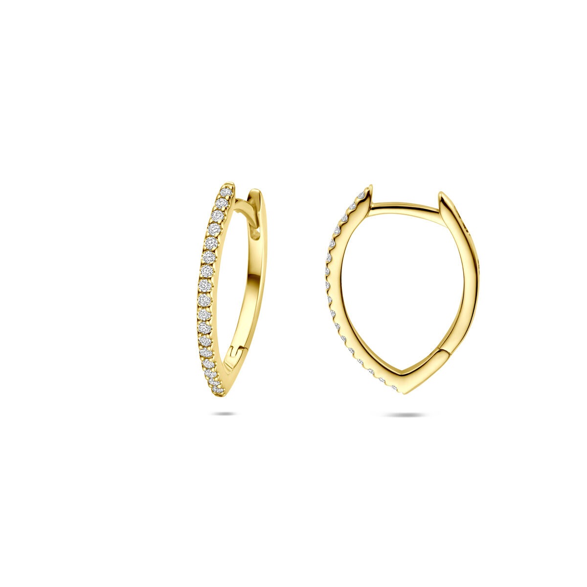 14k geelgouden klapoorringen met diamant – 0.15ct (2x 0.075ct) h si 16,5 mm