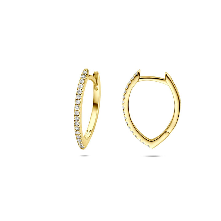 14k geelgouden klapoorringen met diamant – 0.15ct (2x 0.075ct) h si 16,5 mm