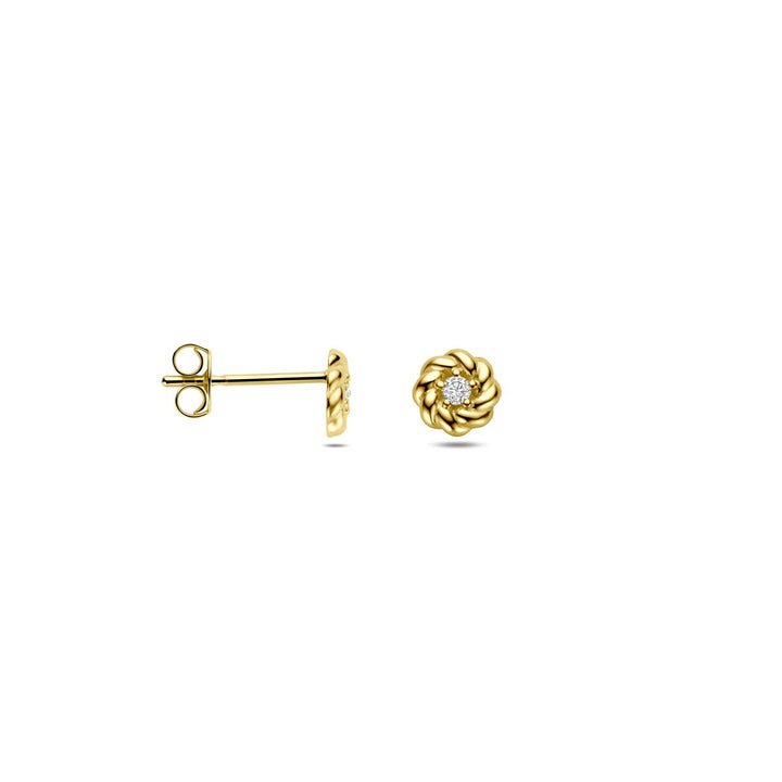14k Geelgouden dames oorknoppen met zirkonia – 5 mm