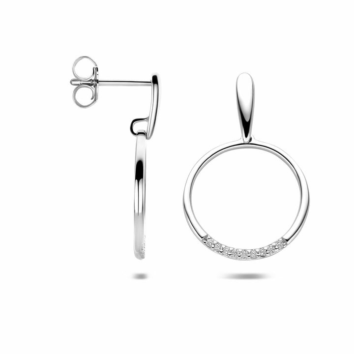 Zilveren oorknoppen met zirkonia dames 25 mm