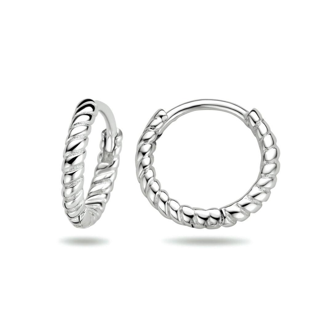 Zilveren klapoorringen dames – gerhodineerd 925 zilver, gedraaid design 11 mm