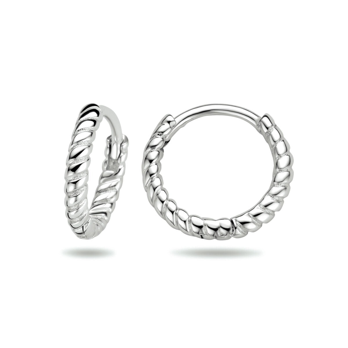 Zilveren klapoorringen dames – gerhodineerd 925 zilver, gedraaid design 11 mm