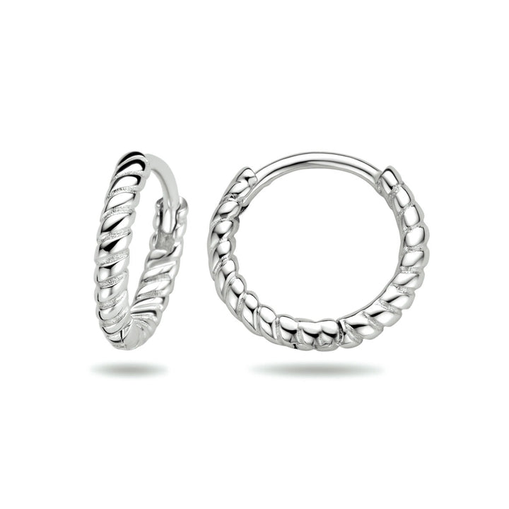 Zilveren klapoorringen dames – gerhodineerd 925 zilver, gedraaid design 11 mm