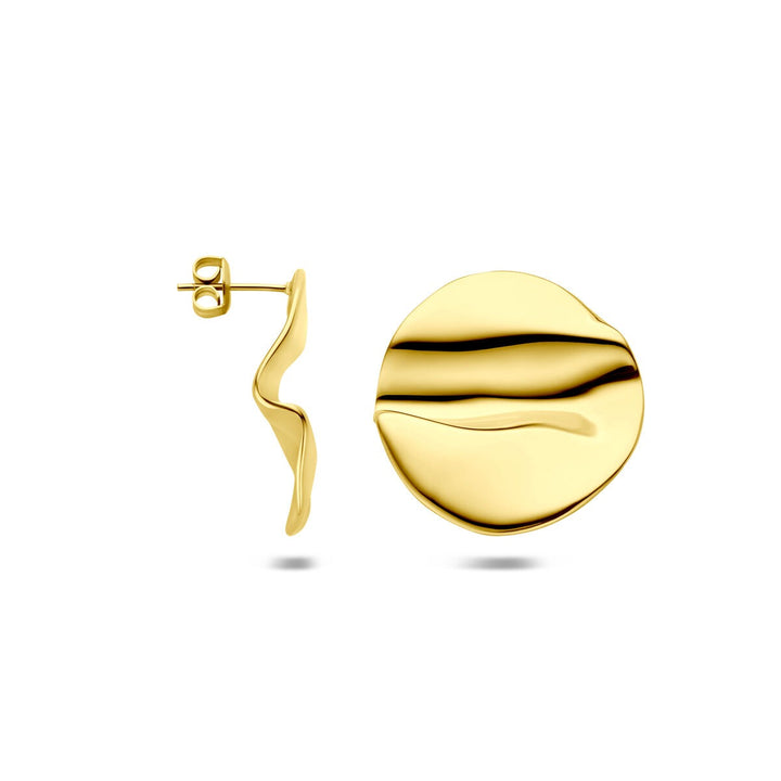 Stalen oorknoppen geelkleurig 28x27mm